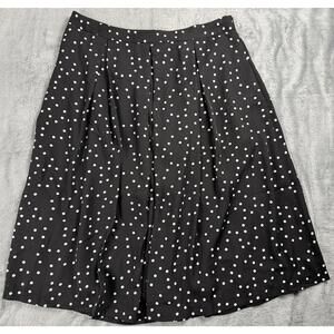 Tahari Arthur Levine Women's Black Polka Dot Pleated A-Line Skirt Size 14